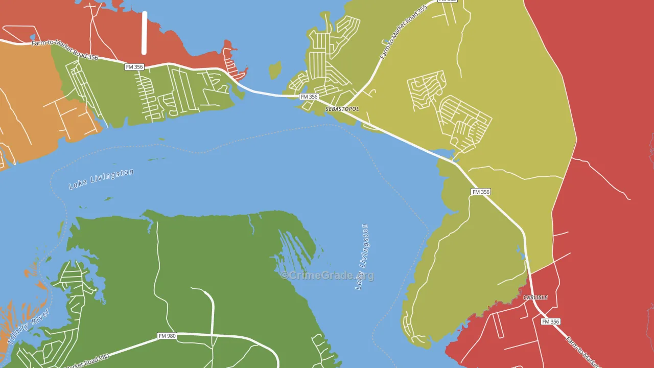 Sebastopol, TX Map of Theft Rates