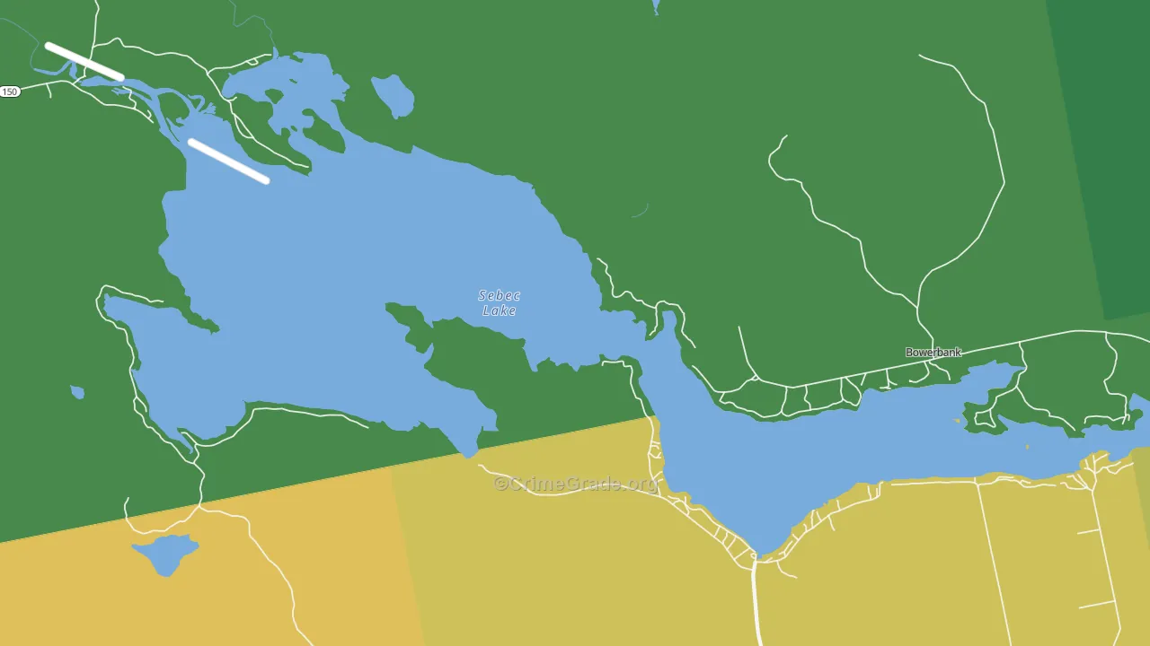 Sebec Lake, ME Map of Theft Rates