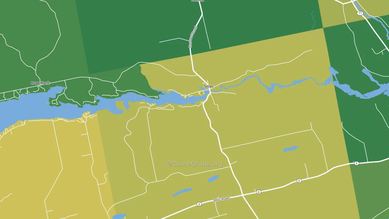 Sebec, ME Map of Theft Rates