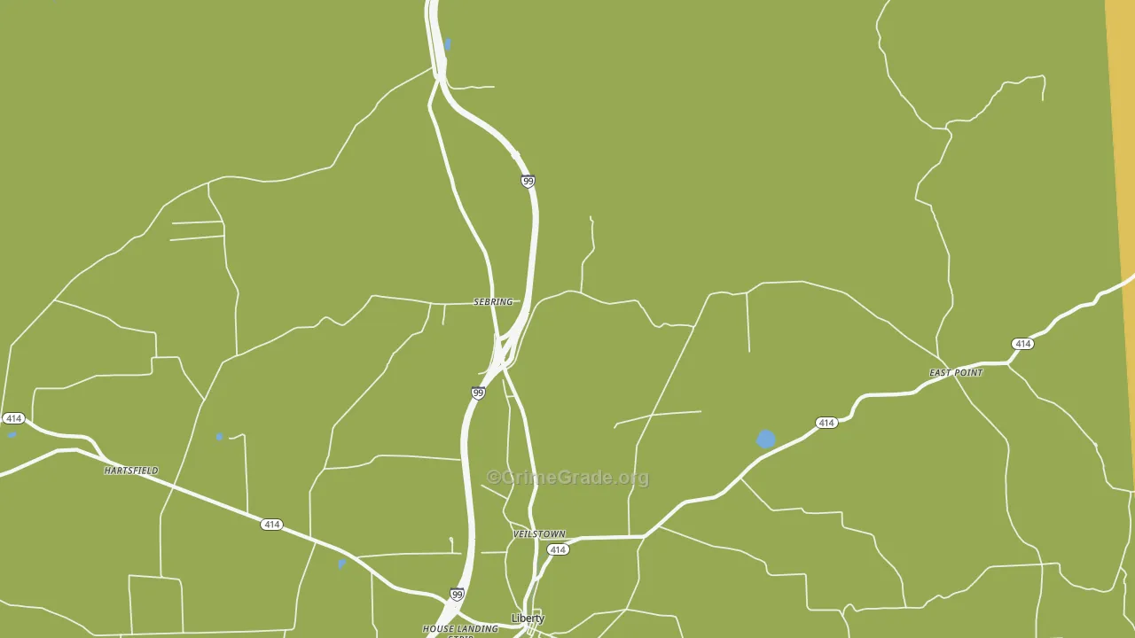 Sebring, PA Map of Theft Rates