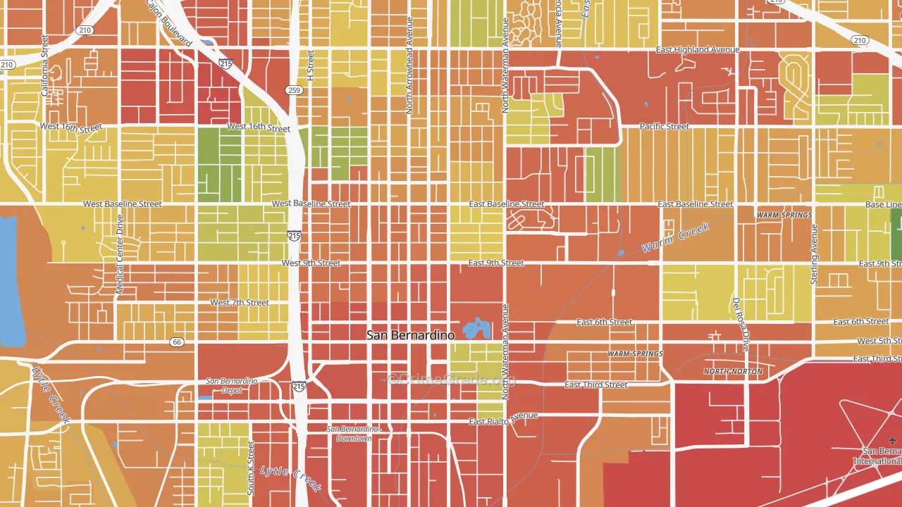 Seccombe Lane, San Bernardino, CA Map of Theft Rates