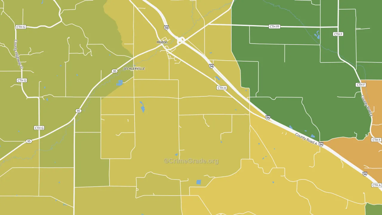 Sechlerville, WI Map of Theft Rates