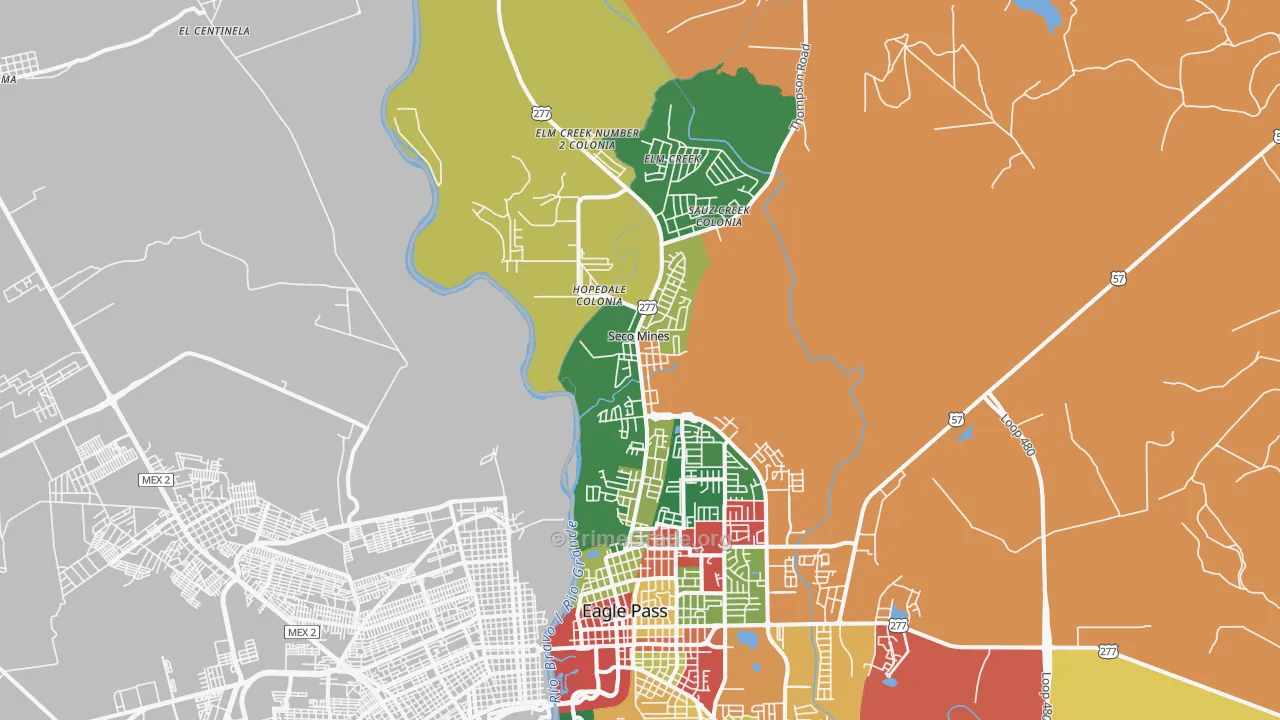 Seco Mines, TX Map of Theft Rates