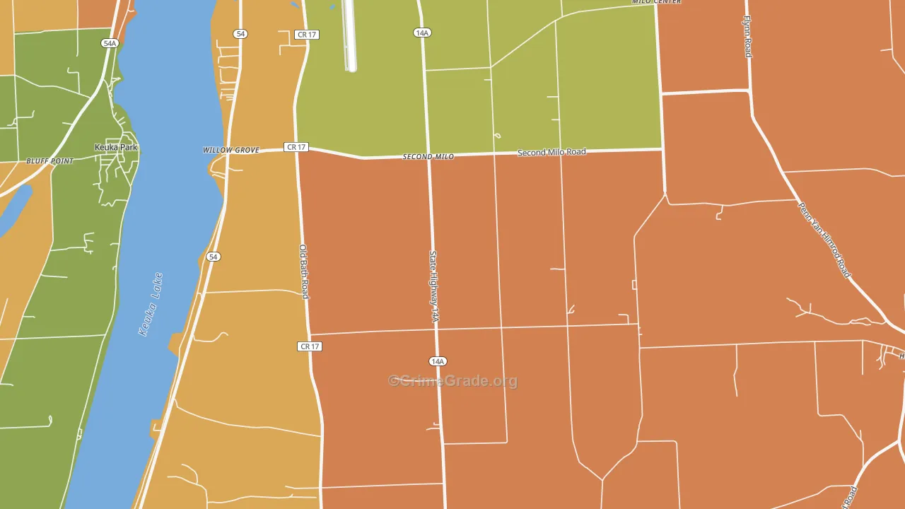 Second Milo, NY Map of Theft Rates