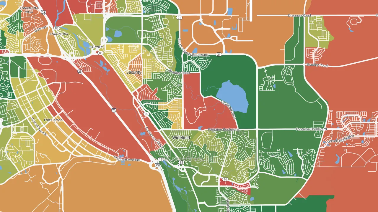 Security-Widefield, CO Map of Theft Rates