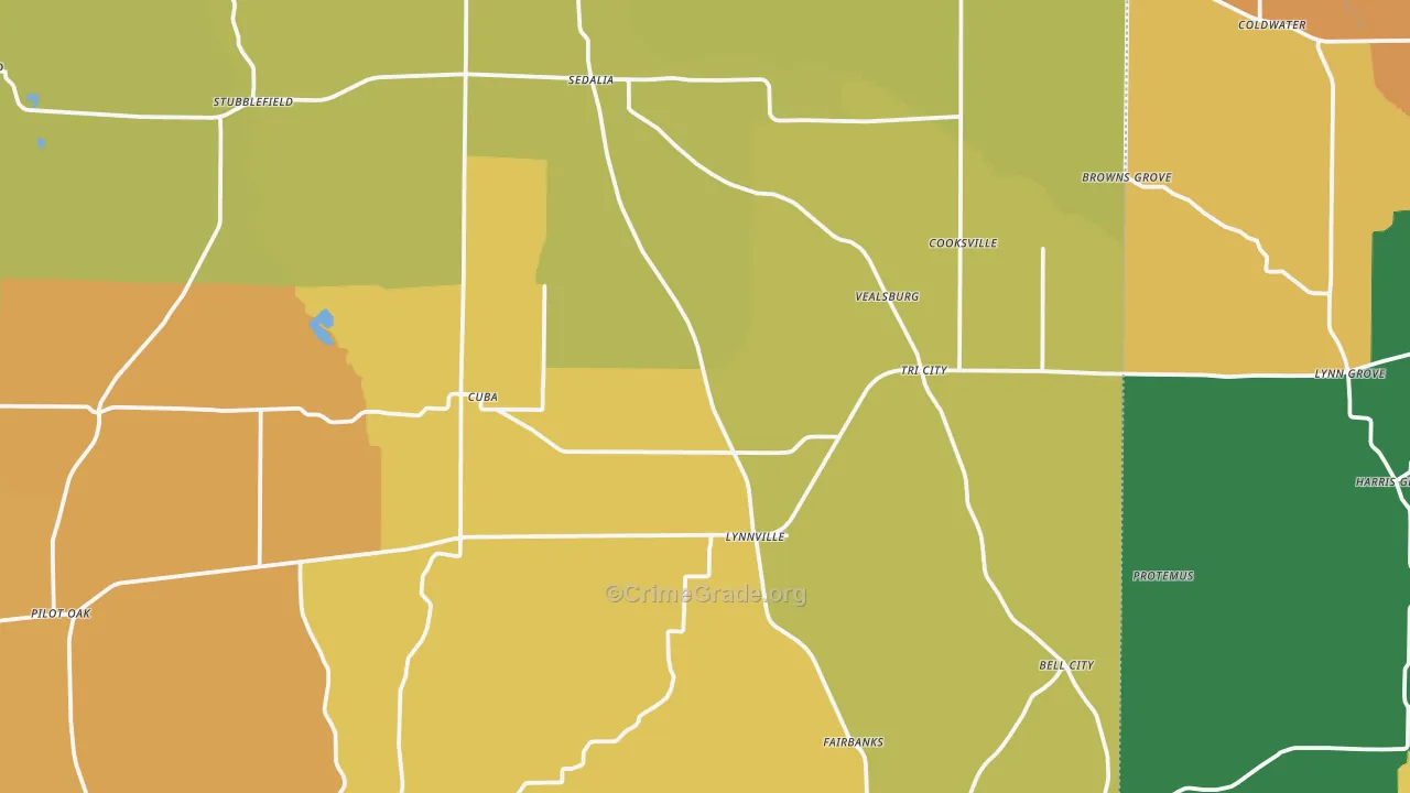 Sedalia, KY Map of Theft Rates