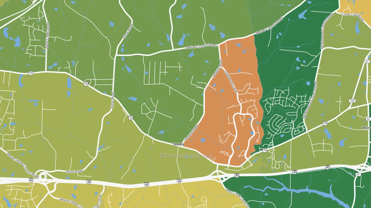 Sedalia, NC Map of Theft Rates