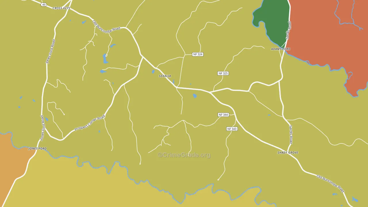 Sedalia, SC Map of Theft Rates