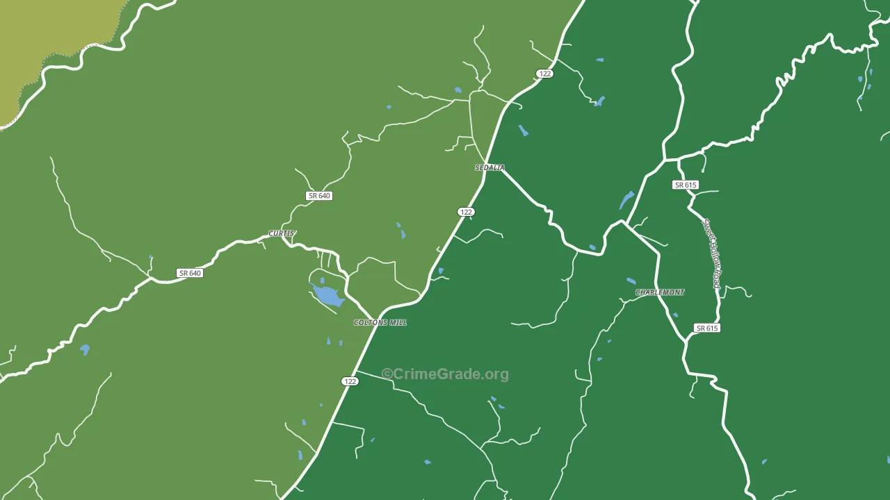 Sedalia, VA Map of Theft Rates