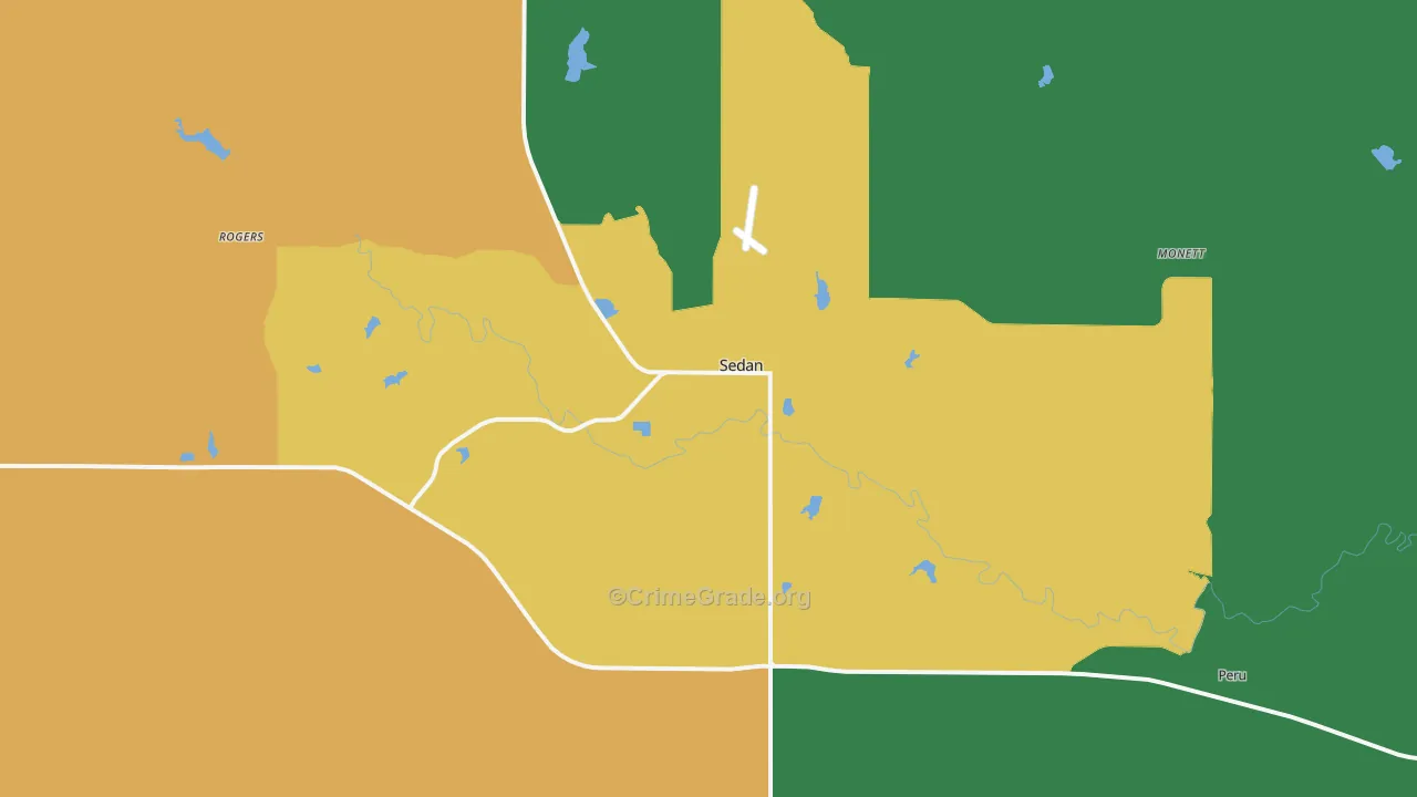 Sedan, KS Map of Theft Rates