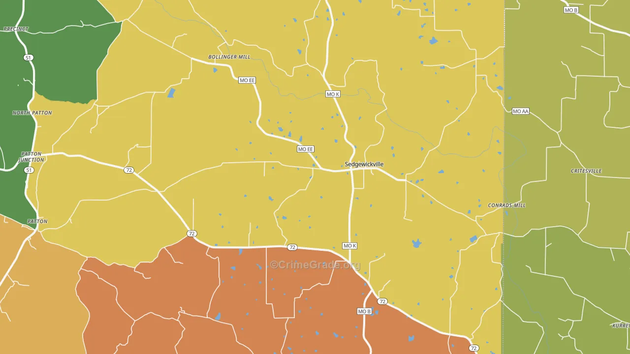 Sedgewickville, MO Map of Theft Rates