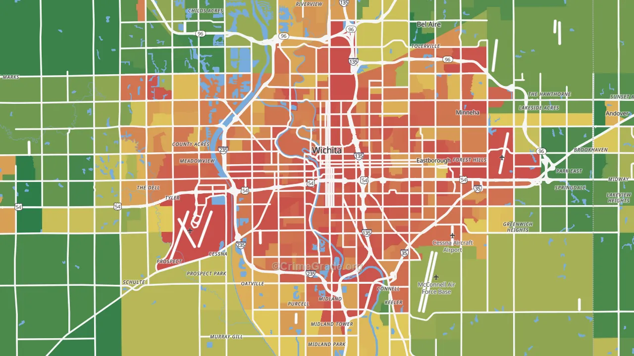 Sedgwick County, KS Map of Theft Rates