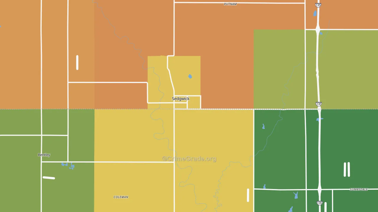Sedgwick, KS Map of Theft Rates