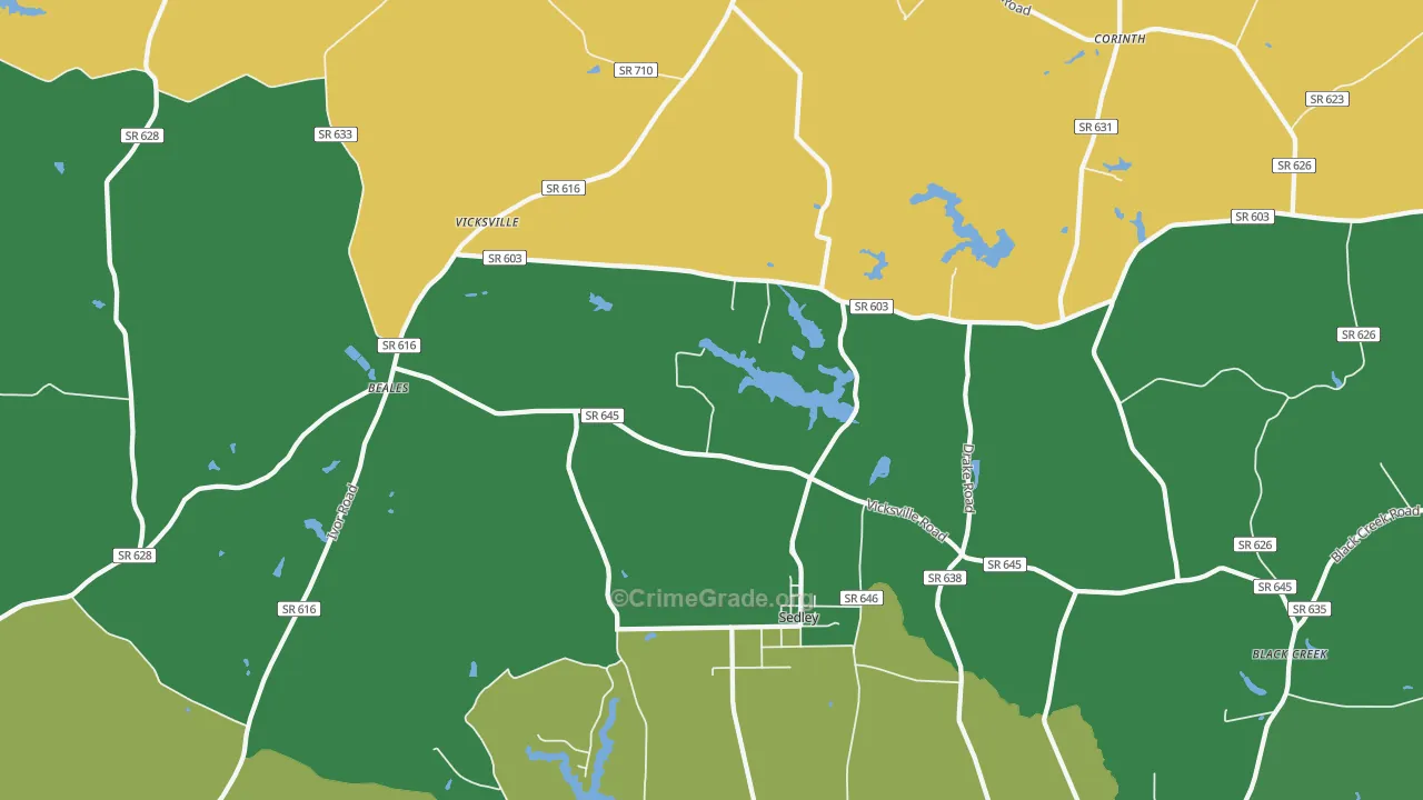 Sedley, VA Map of Theft Rates