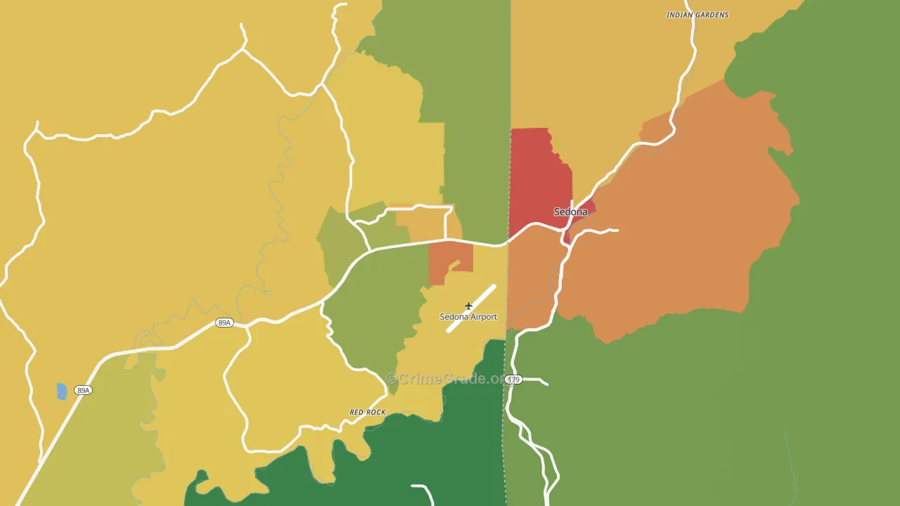 Sedona, AZ Map of Theft Rates