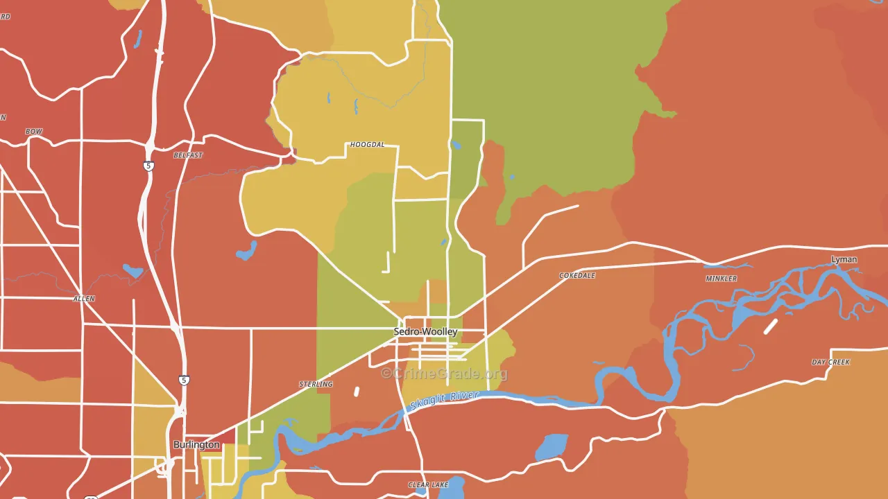 Sedro-Woolley, WA Map of Theft Rates