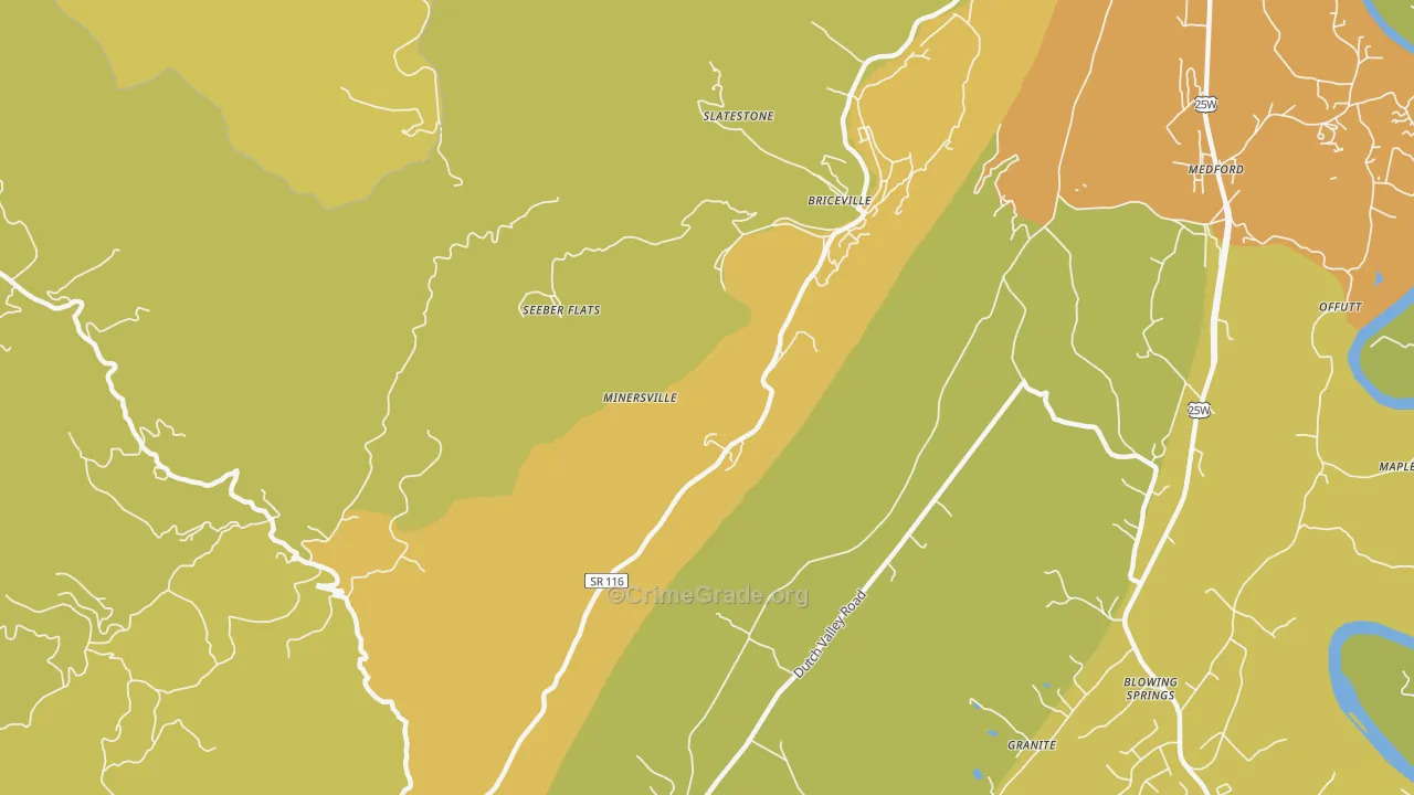 Seeber Flats, TN Map of Theft Rates