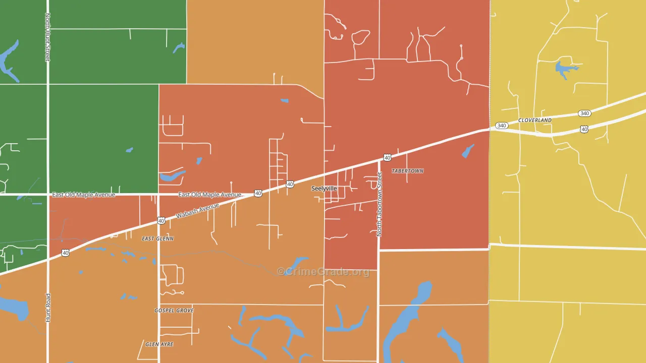 Seelyville, IN Map of Theft Rates