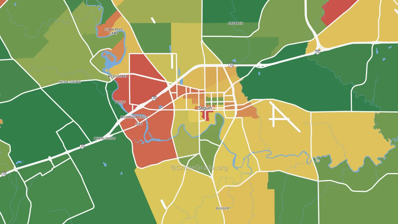 Seguin, TX Map of Theft Rates