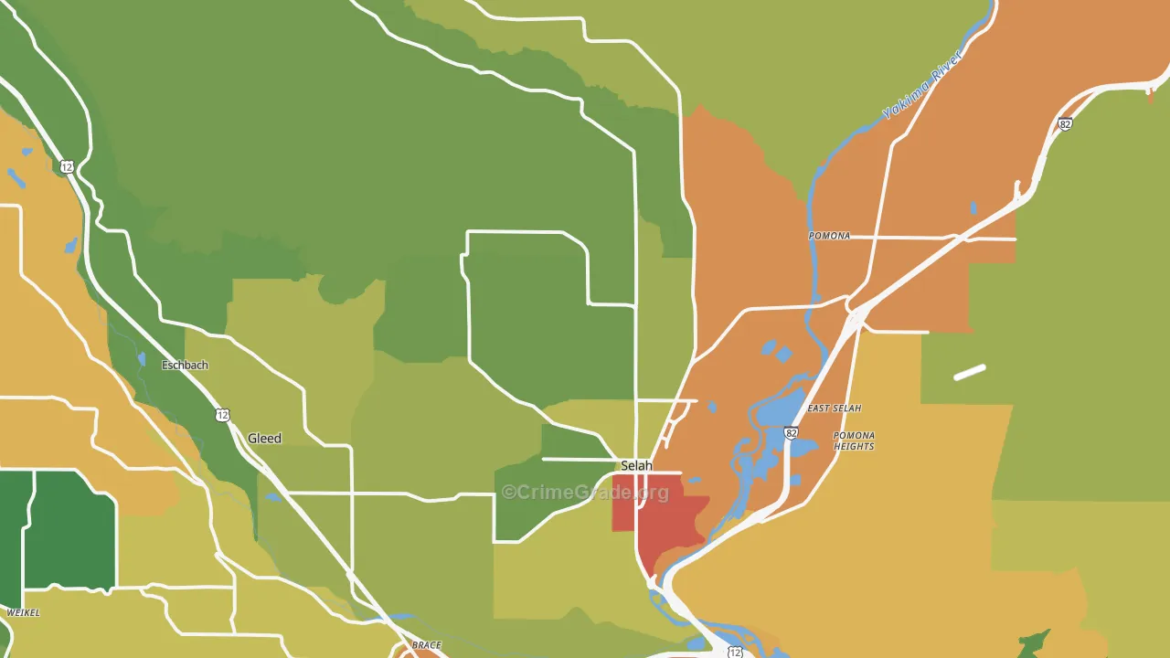 Selah, WA Map of Theft Rates