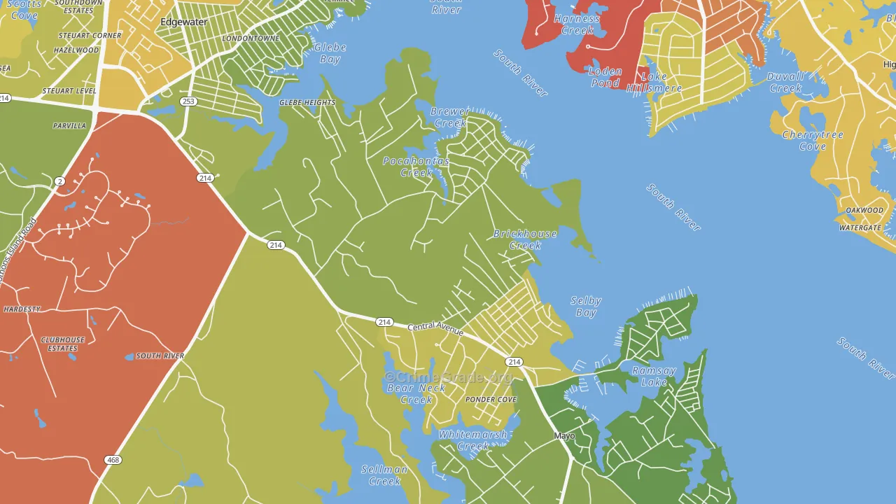 Selby-on-the-Bay, Mayo, MD Map of Theft Rates