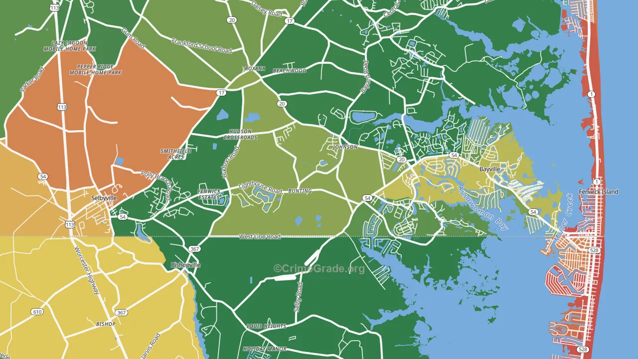 Selbyville, DE Map of Theft Rates