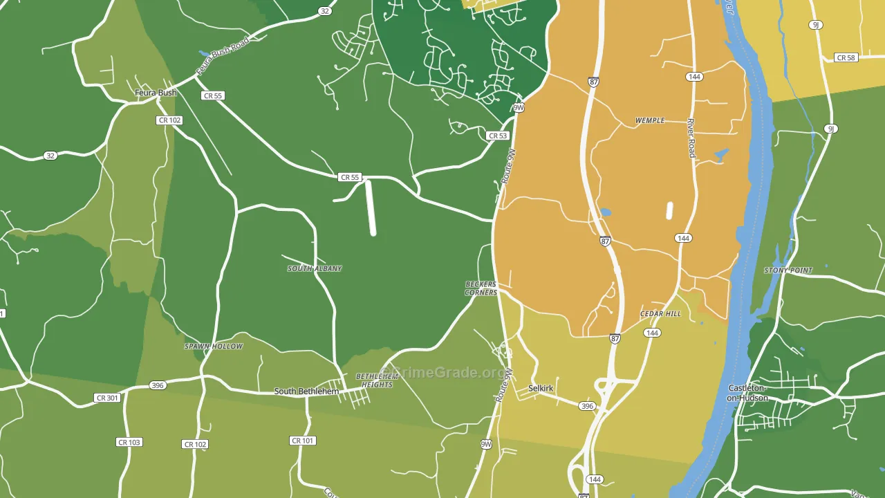 Selkirk, NY Map of Theft Rates