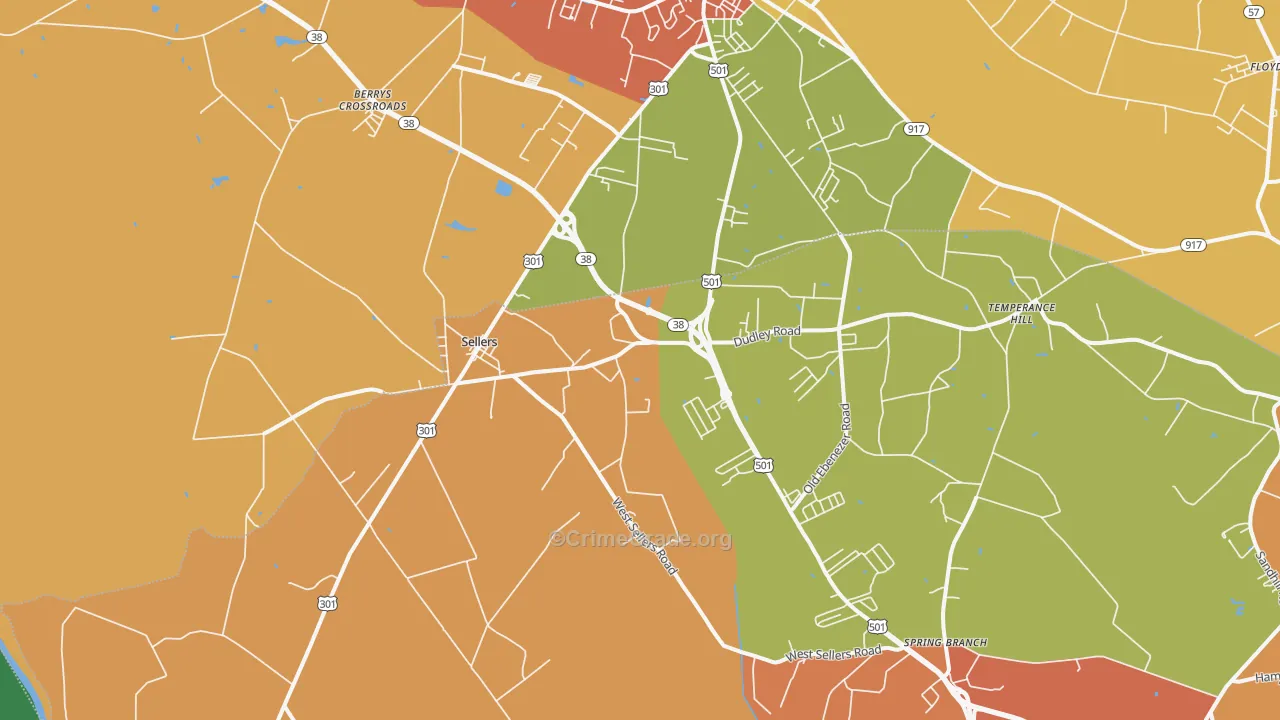 Sellers, SC Map of Theft Rates