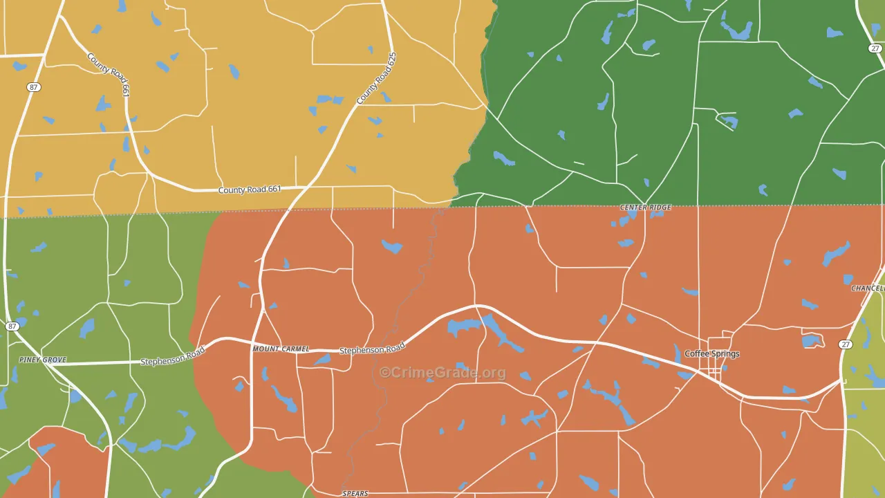 Sellersville, AL Map of Theft Rates