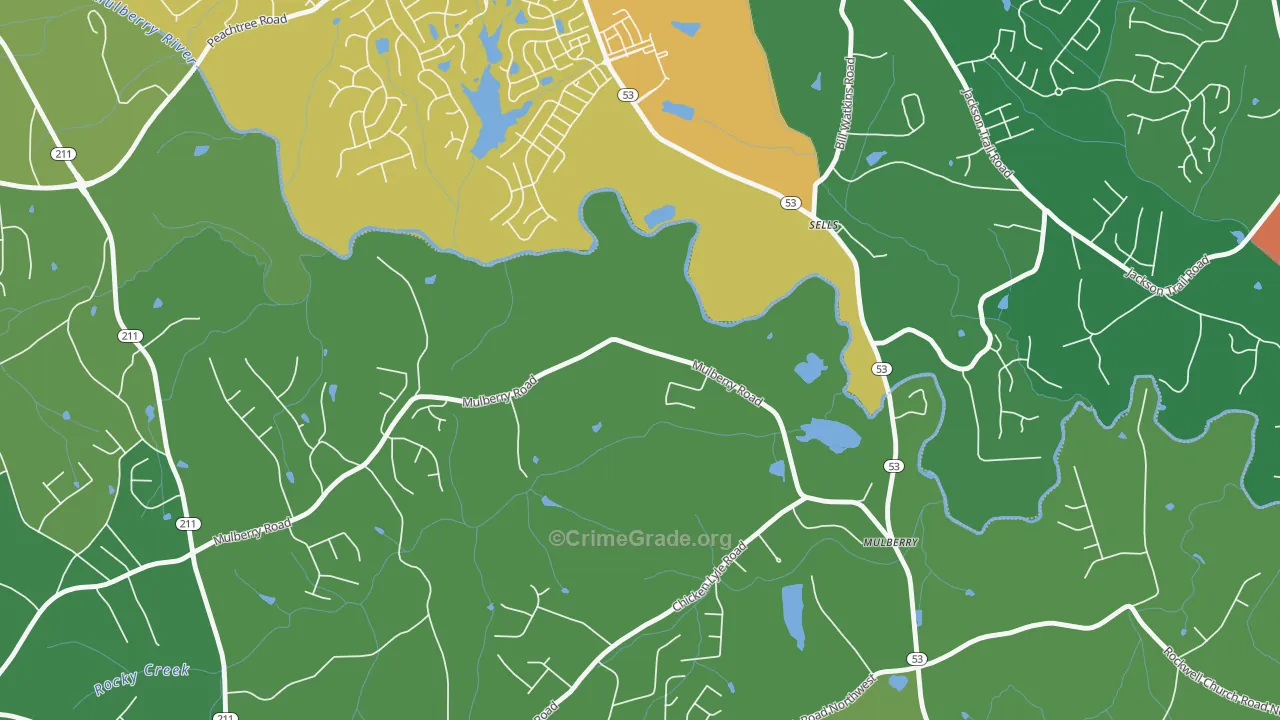 Sells, GA Map of Theft Rates