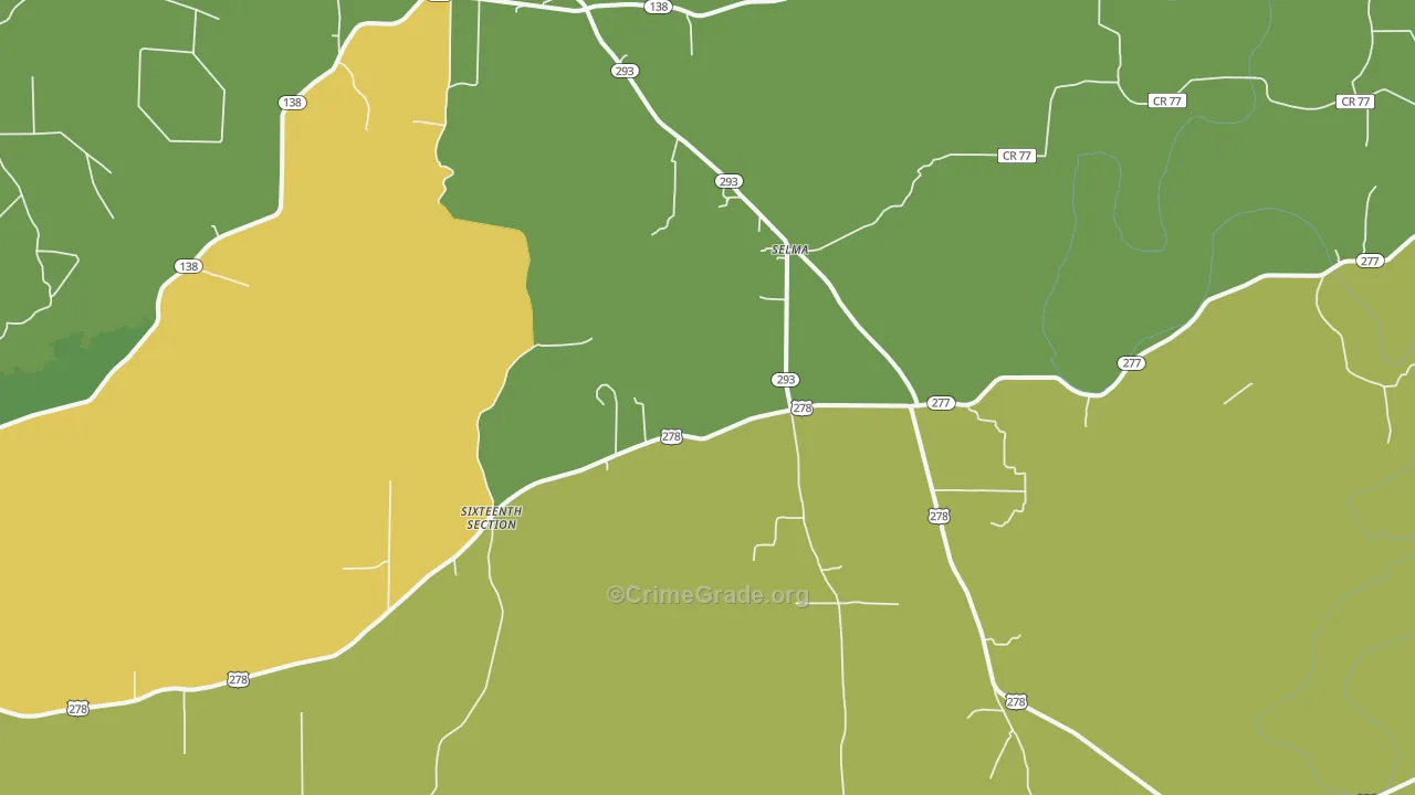 Selma, AR Map of Theft Rates