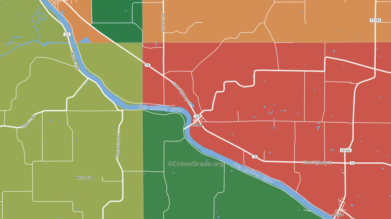 Selma, IA Map of Theft Rates