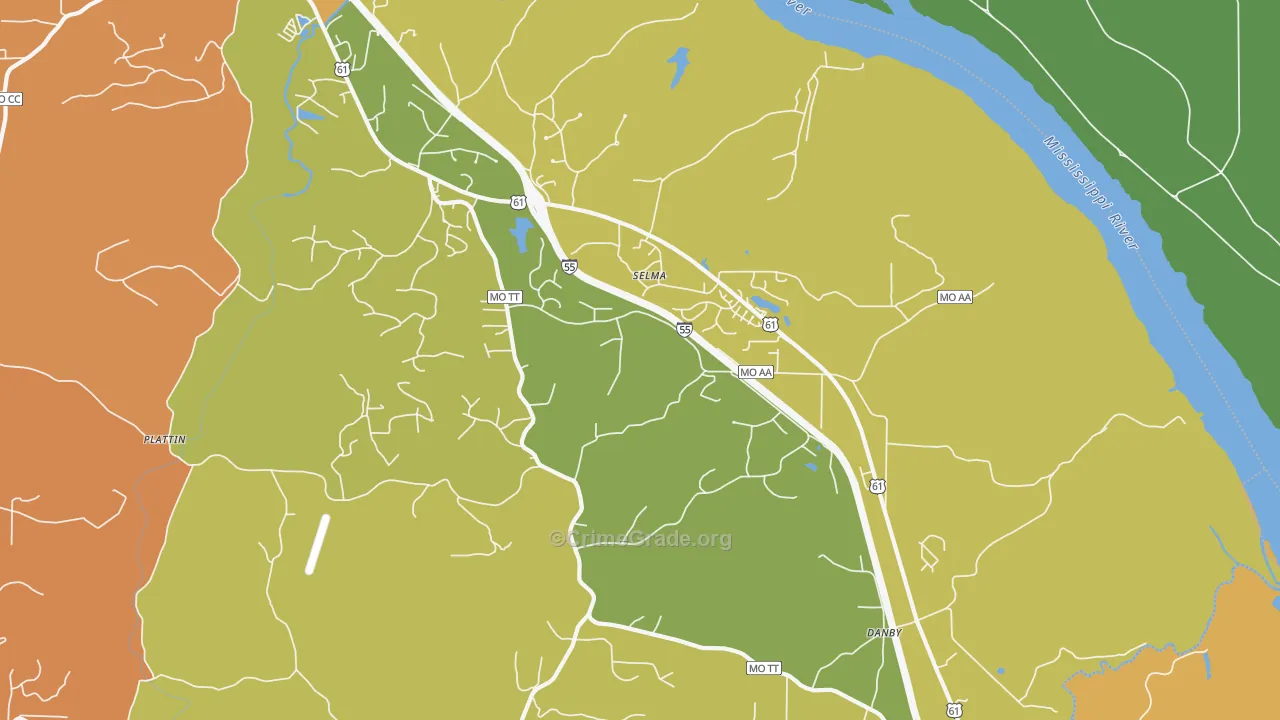 Selma, MO Map of Theft Rates