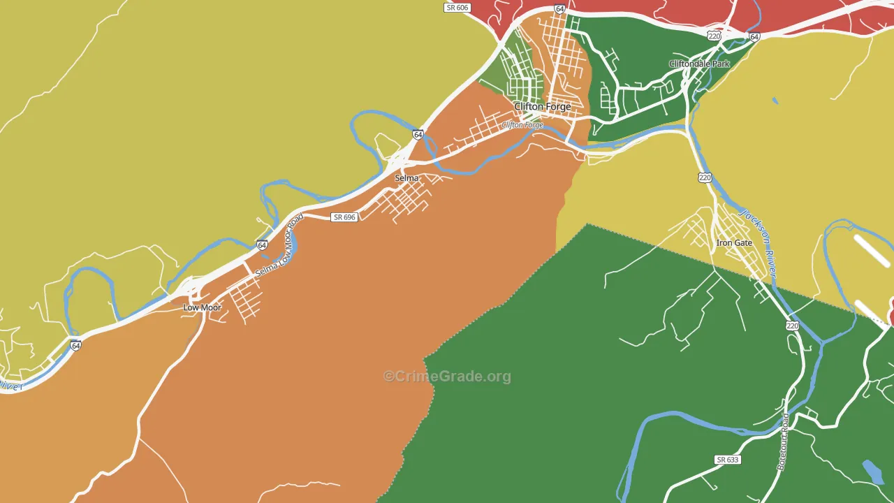 Selma, VA Map of Theft Rates