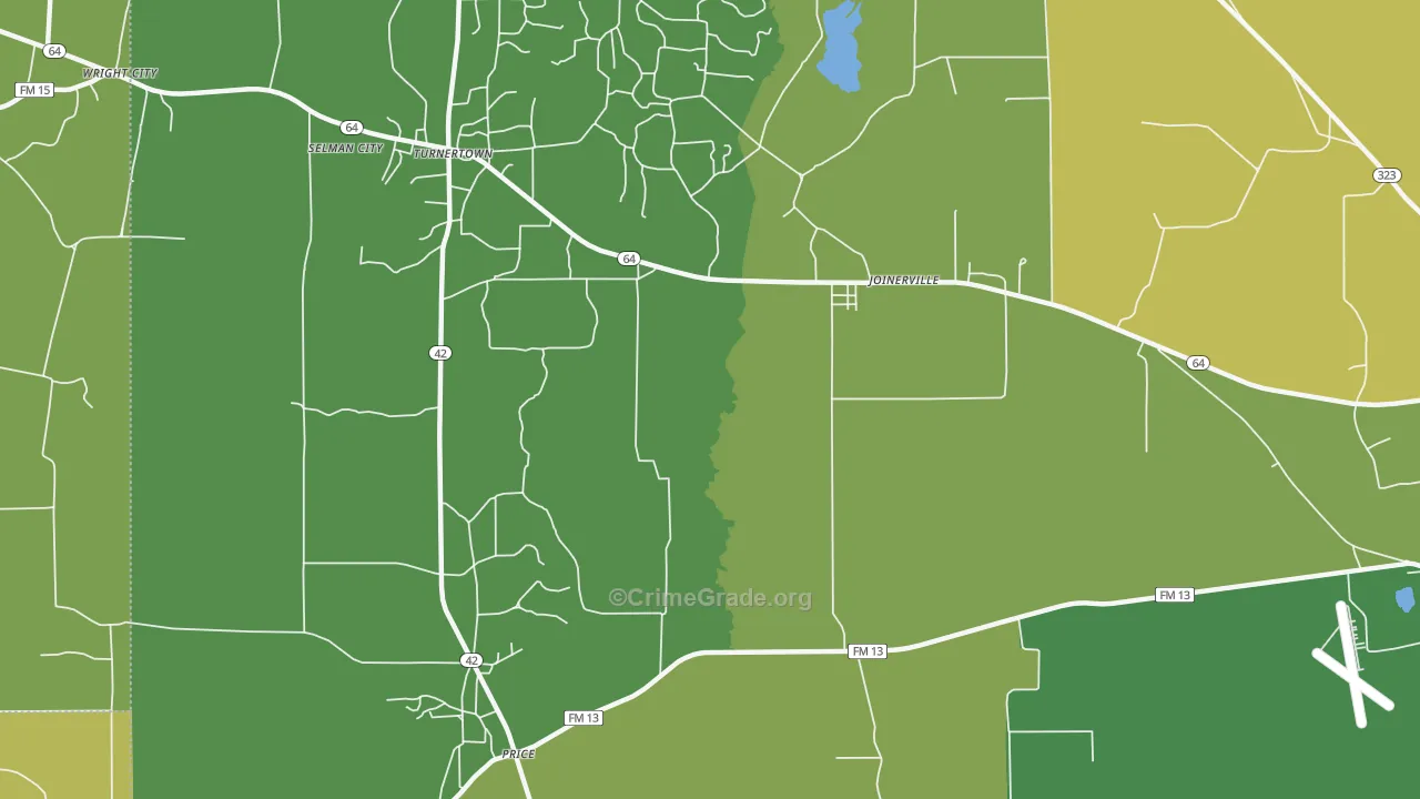 Selman City, TX Map of Theft Rates
