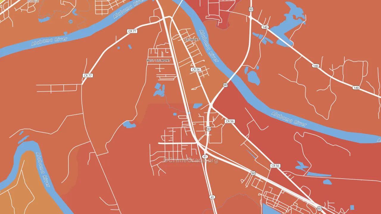Selmont-West Selmont, AL Map of Theft Rates