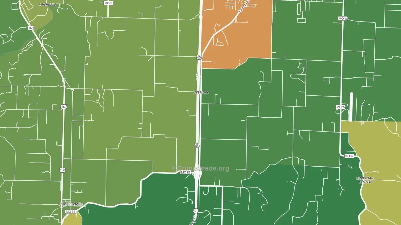 Selmore, MO Map of Theft Rates