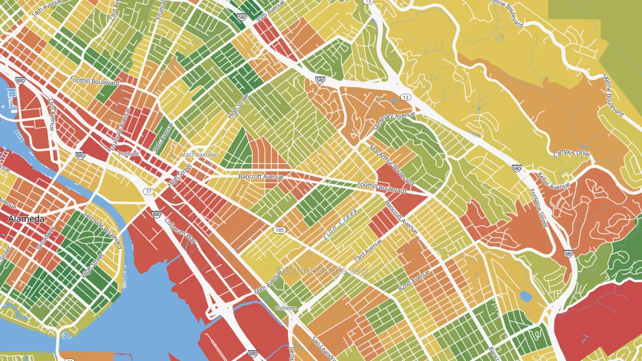 Seminary, Oakland, CA Map of Theft Rates
