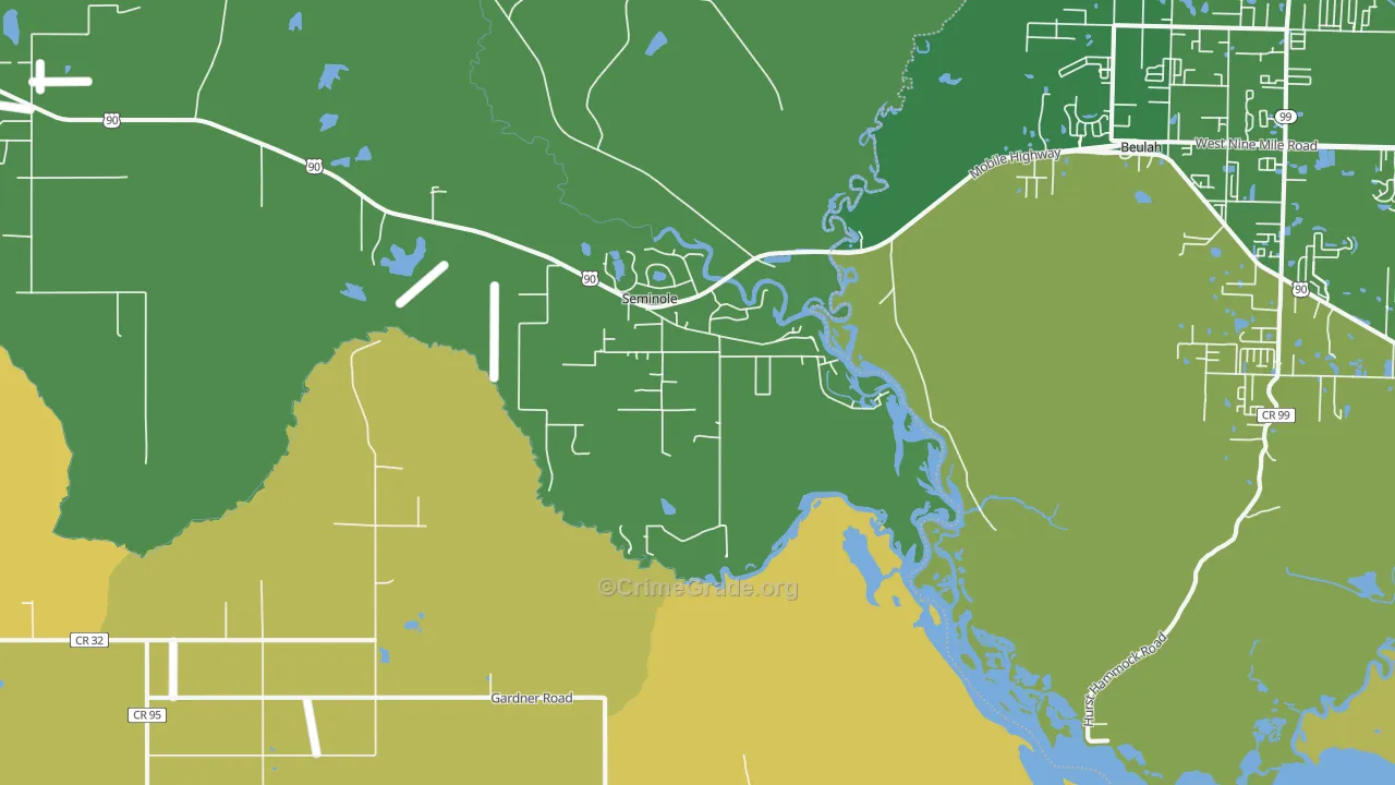Seminole, AL Map of Theft Rates