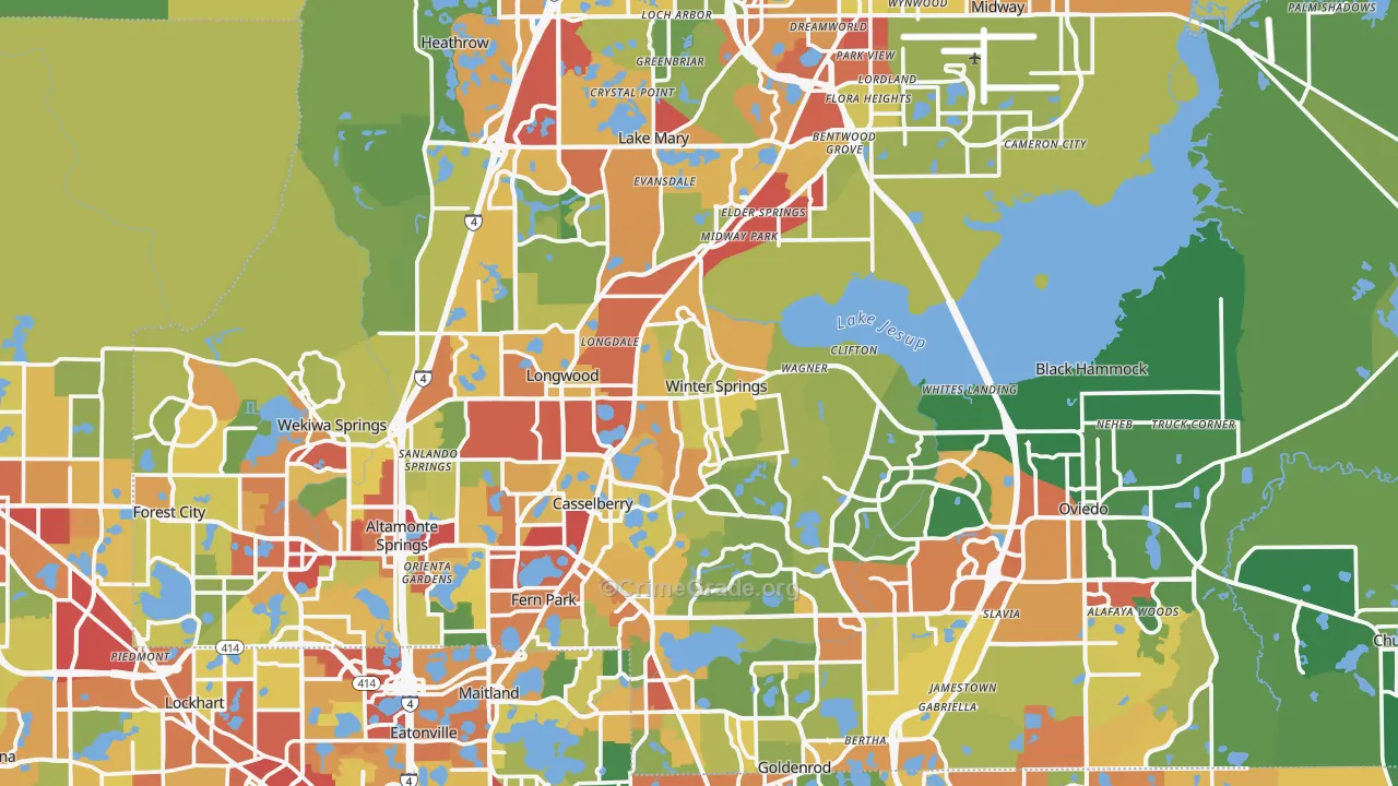 Seminole County, FL Map of Theft Rates