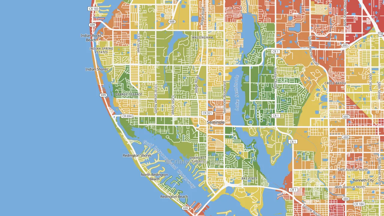 Seminole, FL Map of Theft Rates