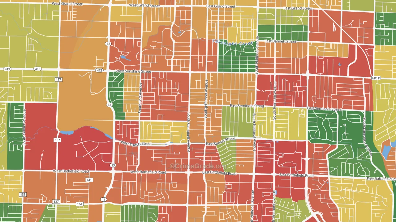 Seminole Holland, Springfield, MO Map of Theft Rates