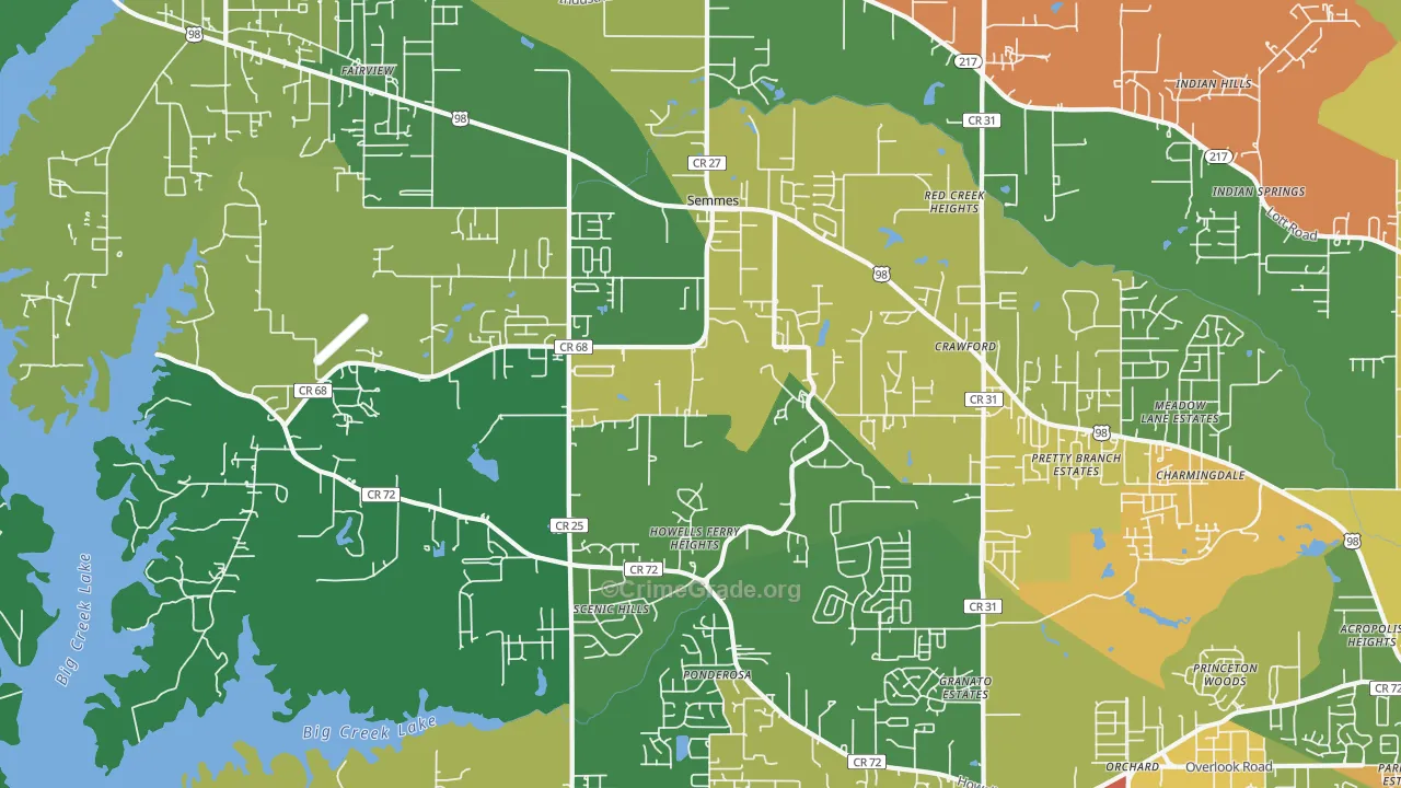 Semmes, AL Map of Theft Rates