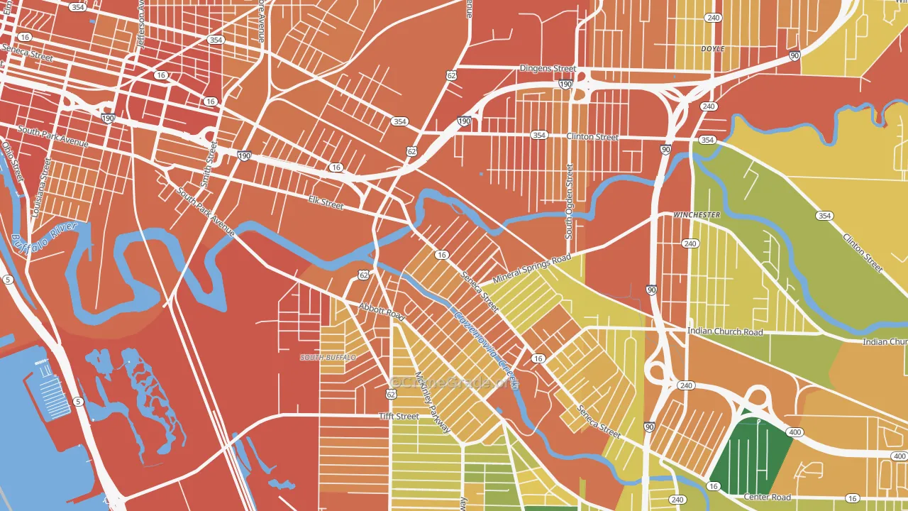 Seneca, Buffalo, NY Map of Theft Rates