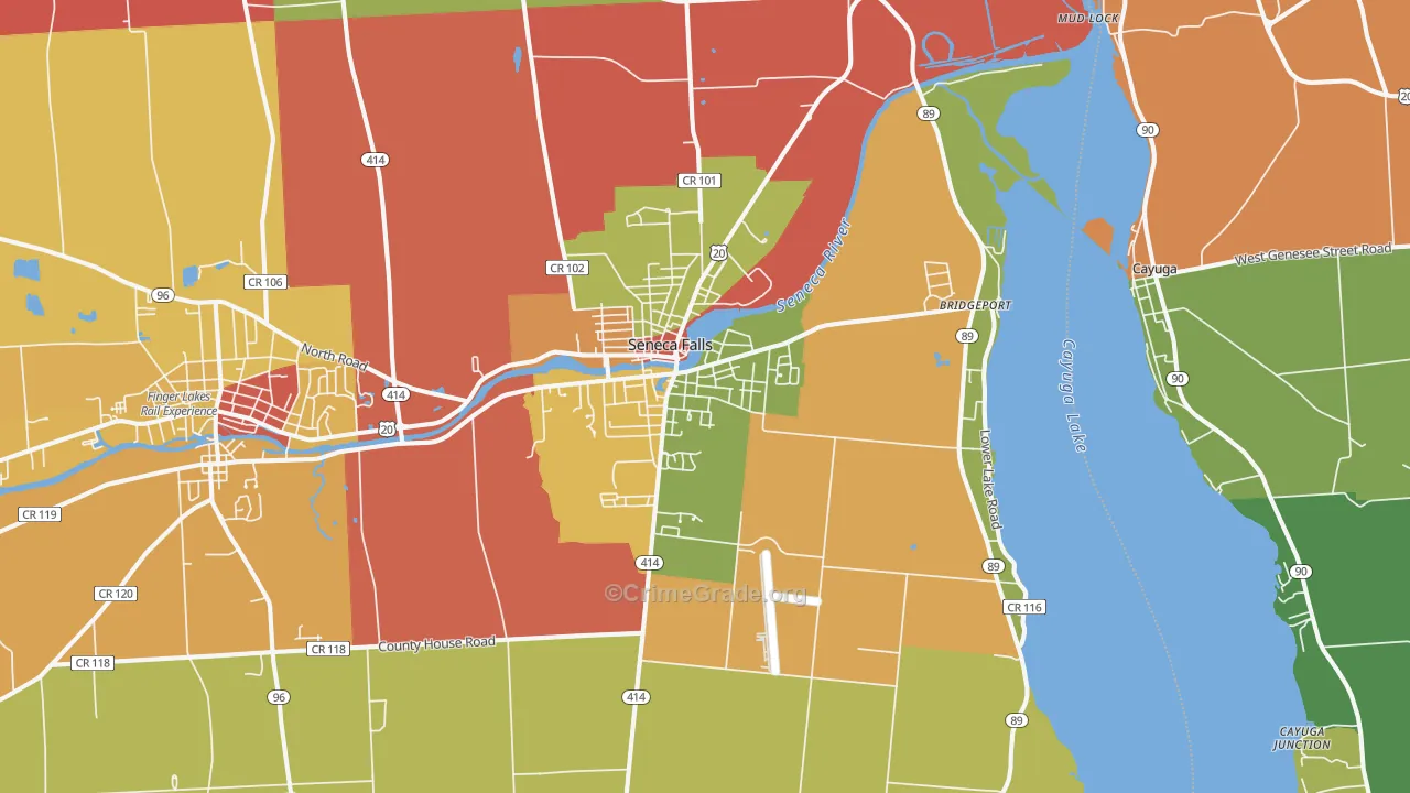 Seneca Falls, NY Map of Theft Rates