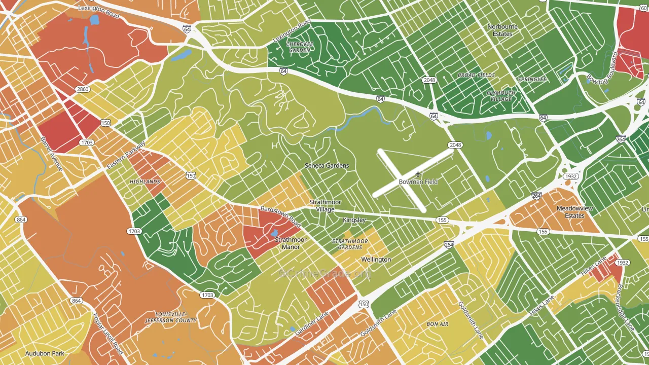 Seneca Gardens, KY Map of Theft Rates