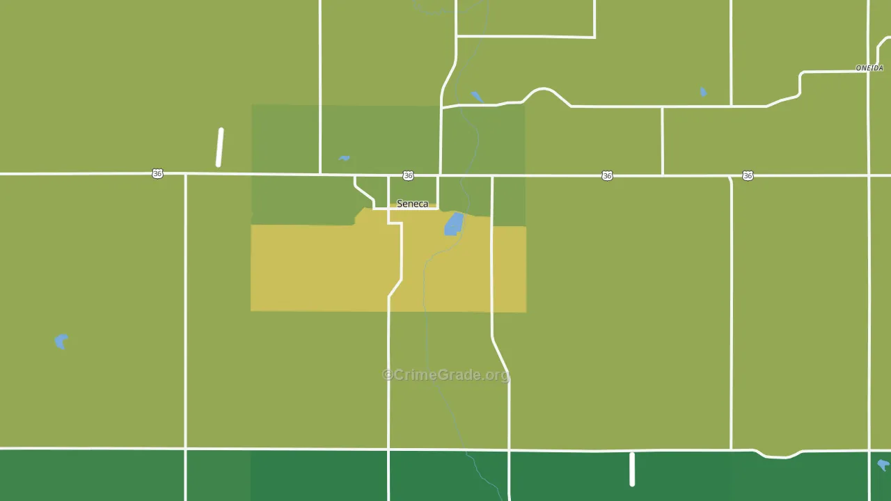 Seneca, KS Map of Theft Rates