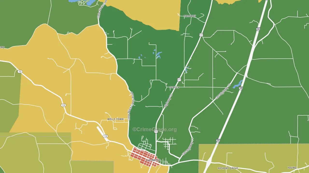 Seneca, MS Map of Theft Rates