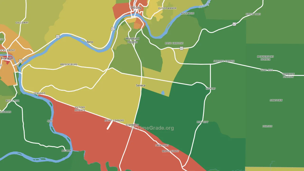 Seneca, PA Map of Theft Rates