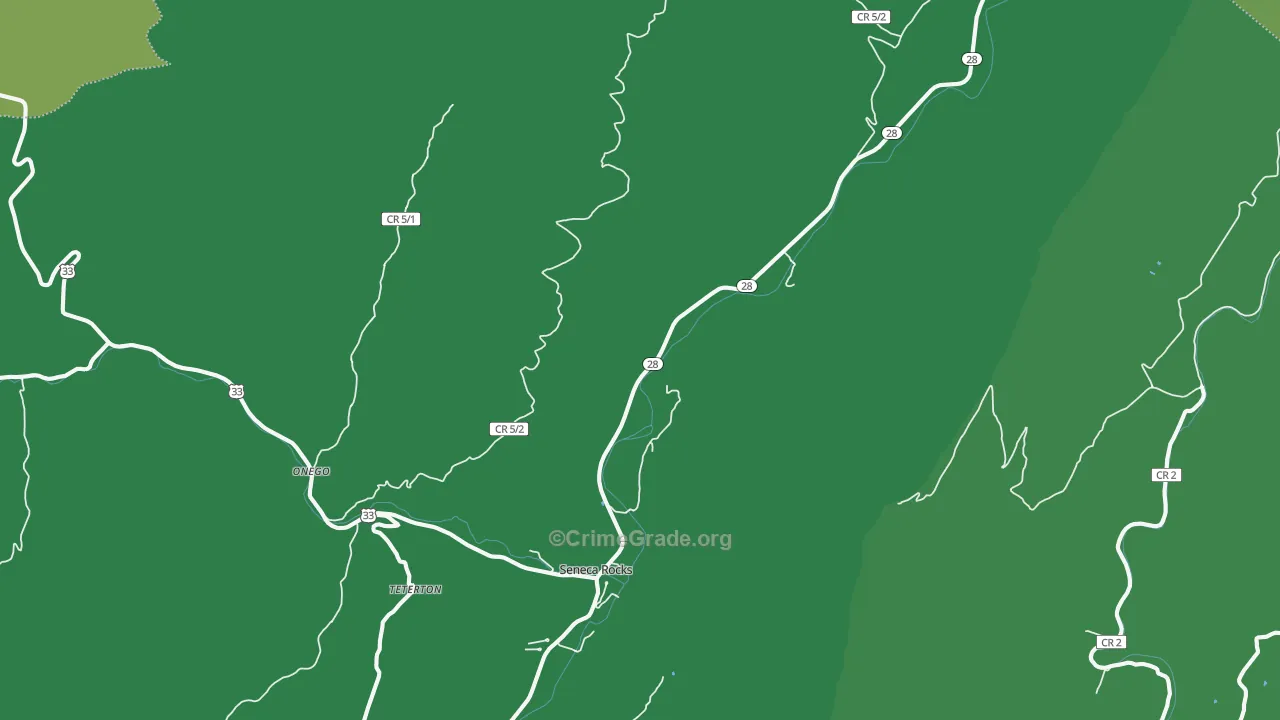 Seneca Rocks, WV Map of Theft Rates